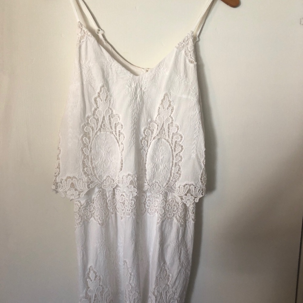 White lace linen dress